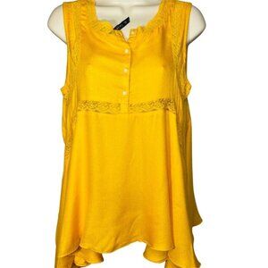 Womens Yellow Bohemian Handkerchief Blouse Size M Top u